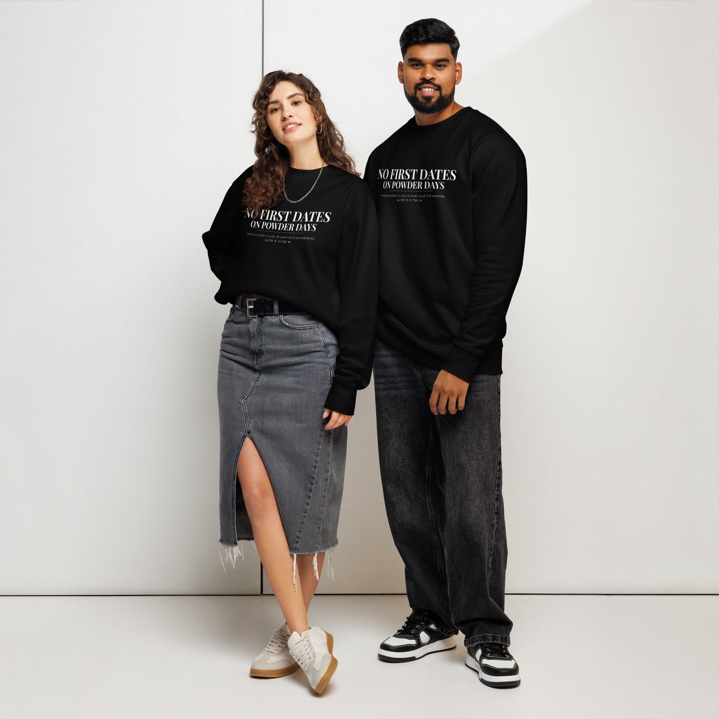 No First Dates On Powder Days organic heavyweight crewneck sweatshirt – On Powder Days ski apparel