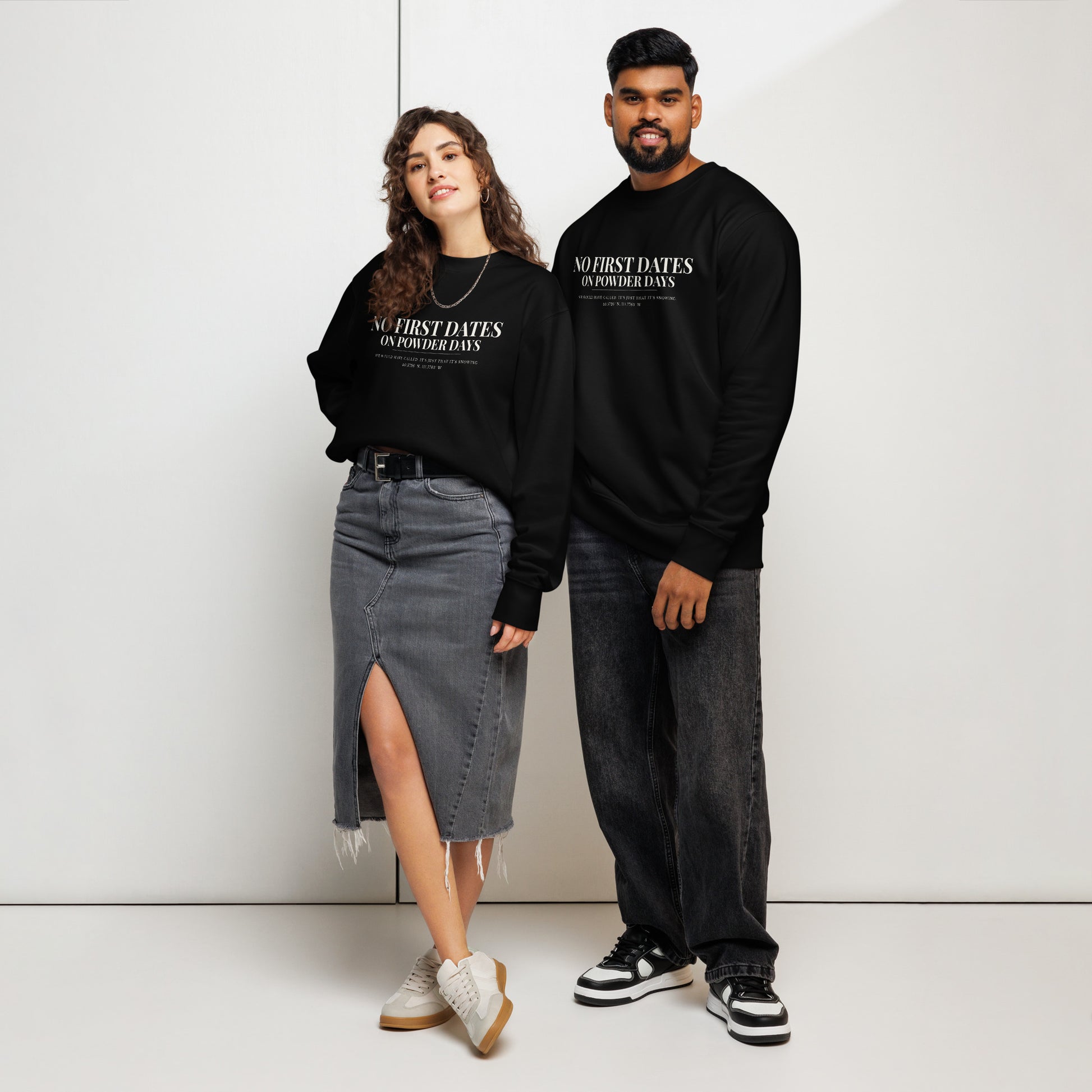 No First Dates On Powder Days organic heavyweight crewneck sweatshirt – On Powder Days ski apparel