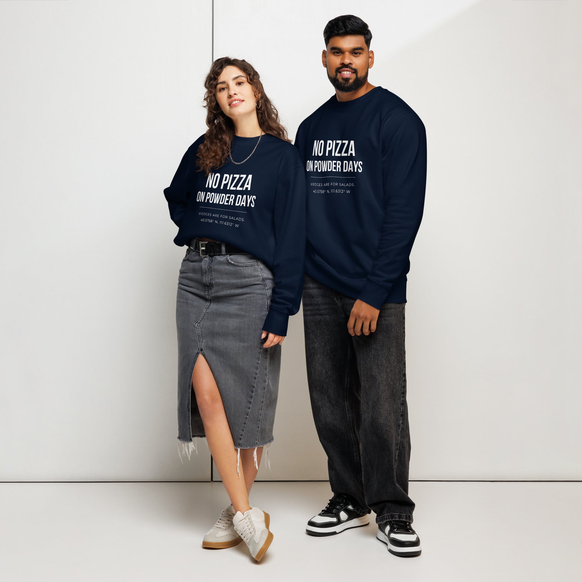 No Pizza On Powder Days organic heavyweight crewneck sweatshirt – On Powder Days ski apparel