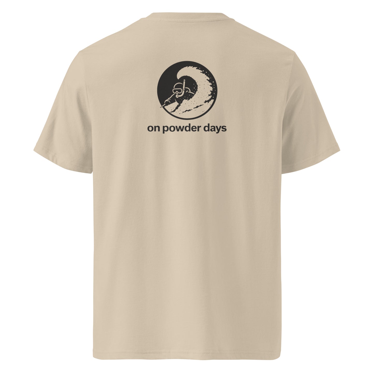 No Trek On Powder Days tee – back – snorkel skier graphic – On Powder Days ski shirt