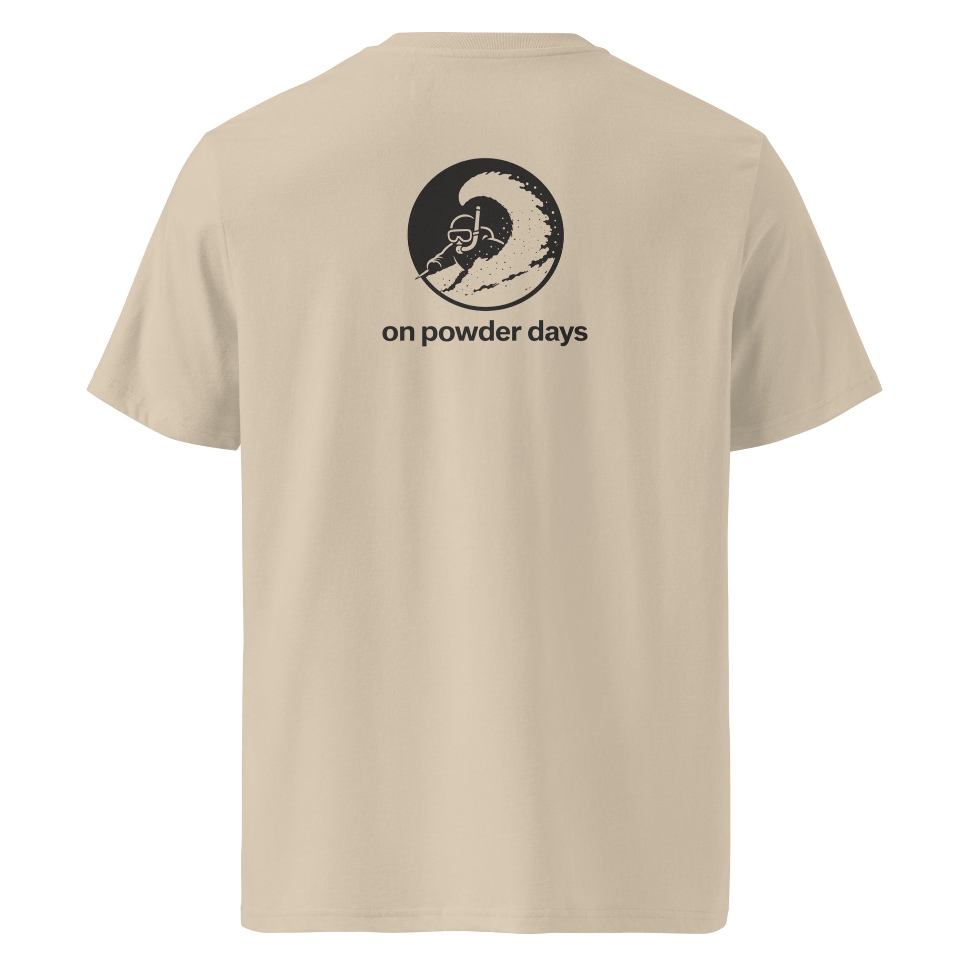 No Trek On Powder Days tee – back – snorkel skier graphic – On Powder Days ski shirt