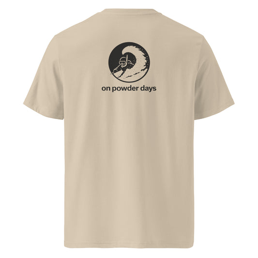 No Trek On Powder Days tee – back – snorkel skier graphic – On Powder Days ski shirt